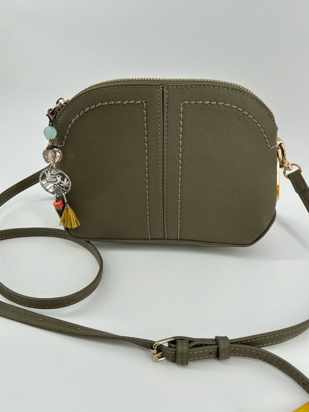 Miztique Olive Crossbody Bag with Tassel Charm Boho Festival Travel NWOT Western